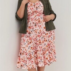 TORRID | Challis Button Front Midi Dress | Pink | Floral | 4x